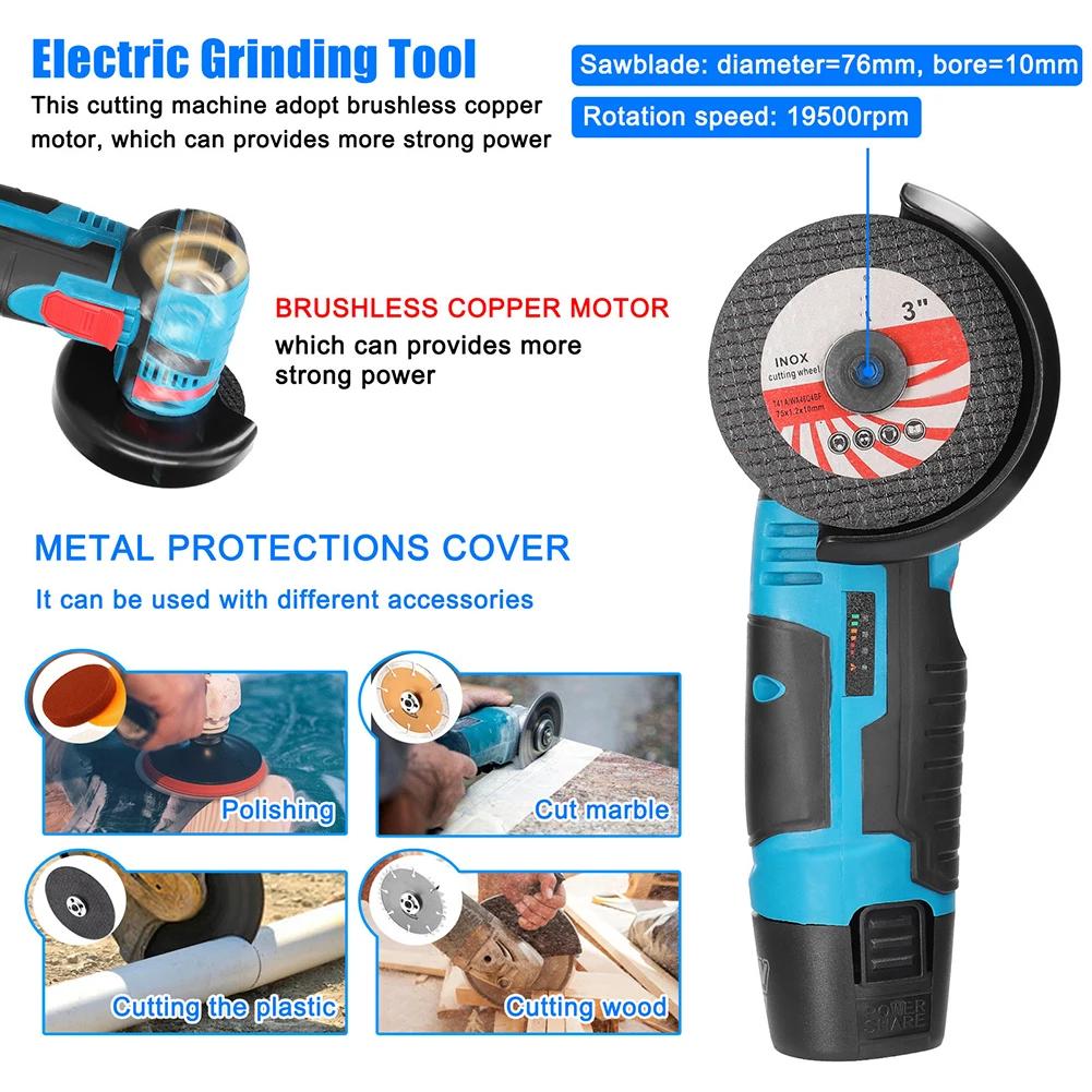 1 Set Of 12V Brushless Angle Grinders, Polishers, And Electric Grinding Tools For Metal, Marble, Glass, And Ceramics.