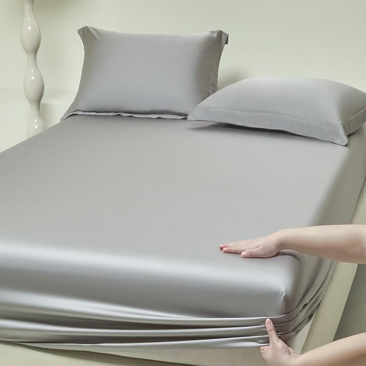 Solid Color 100s Tencel Fitted Sheet Set: Mattress Protector & Enclosed Three-Piece Style