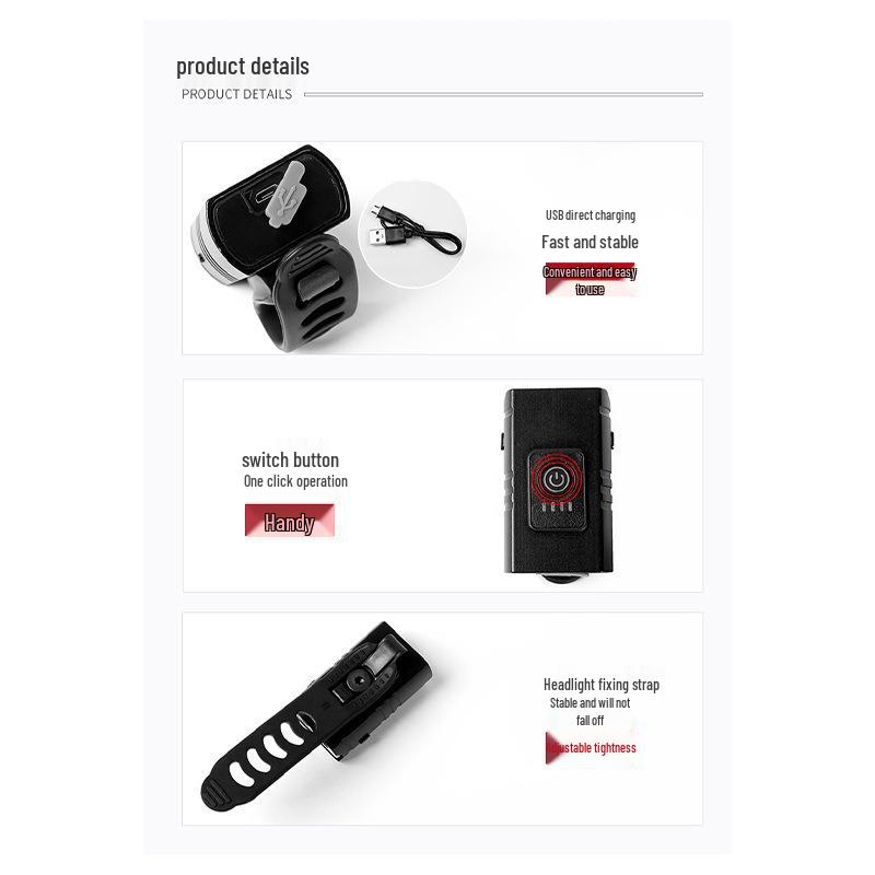 USB-фонарь для велосипеда с перезарядкой - Яркий свет для ночной езды и маунтинбайка.