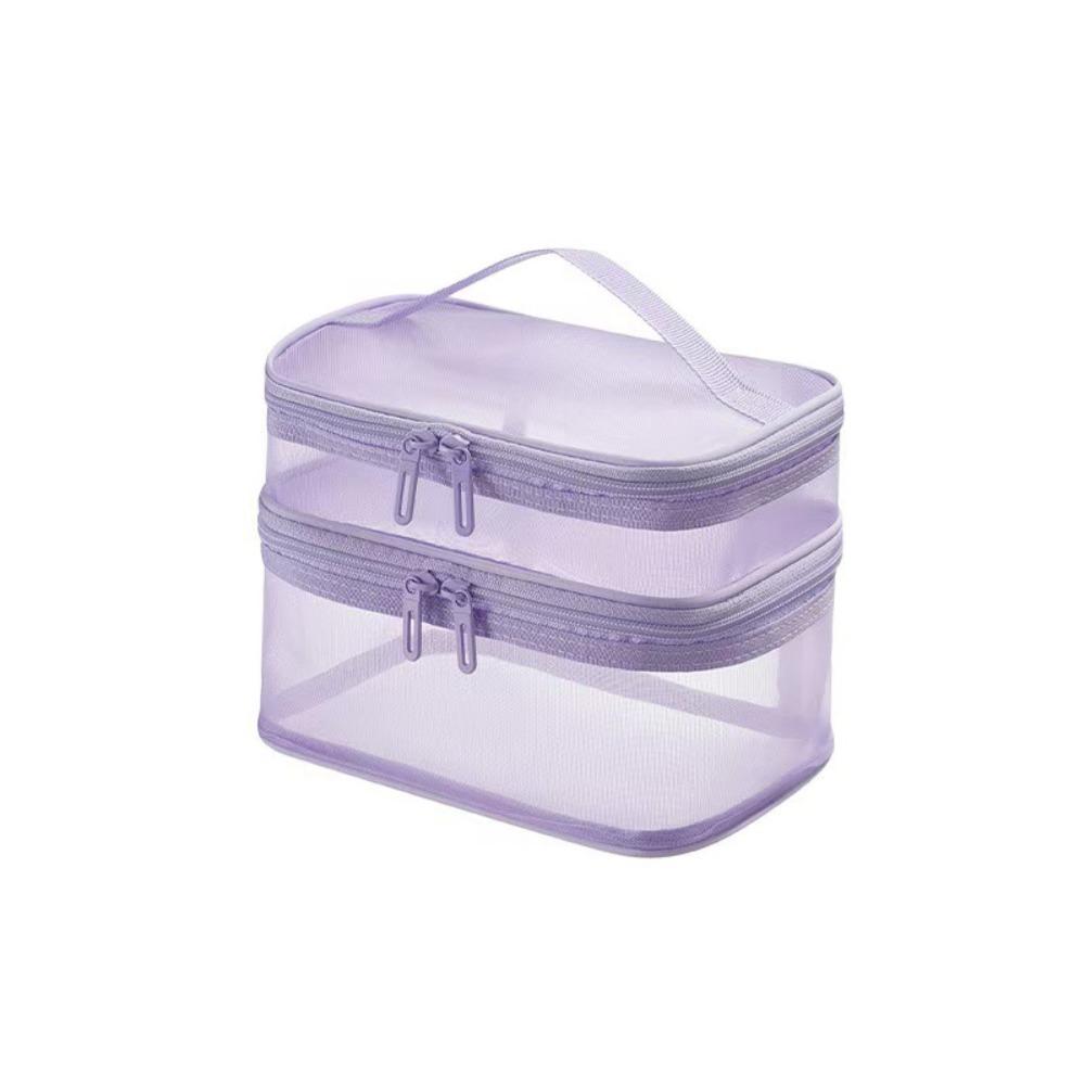 Multifunctional Transparent Mesh Travel Cosmetic Bag Storage 2/3 layer Toiletry Bag Large Capacity Makeup Case Cosmetic Storage