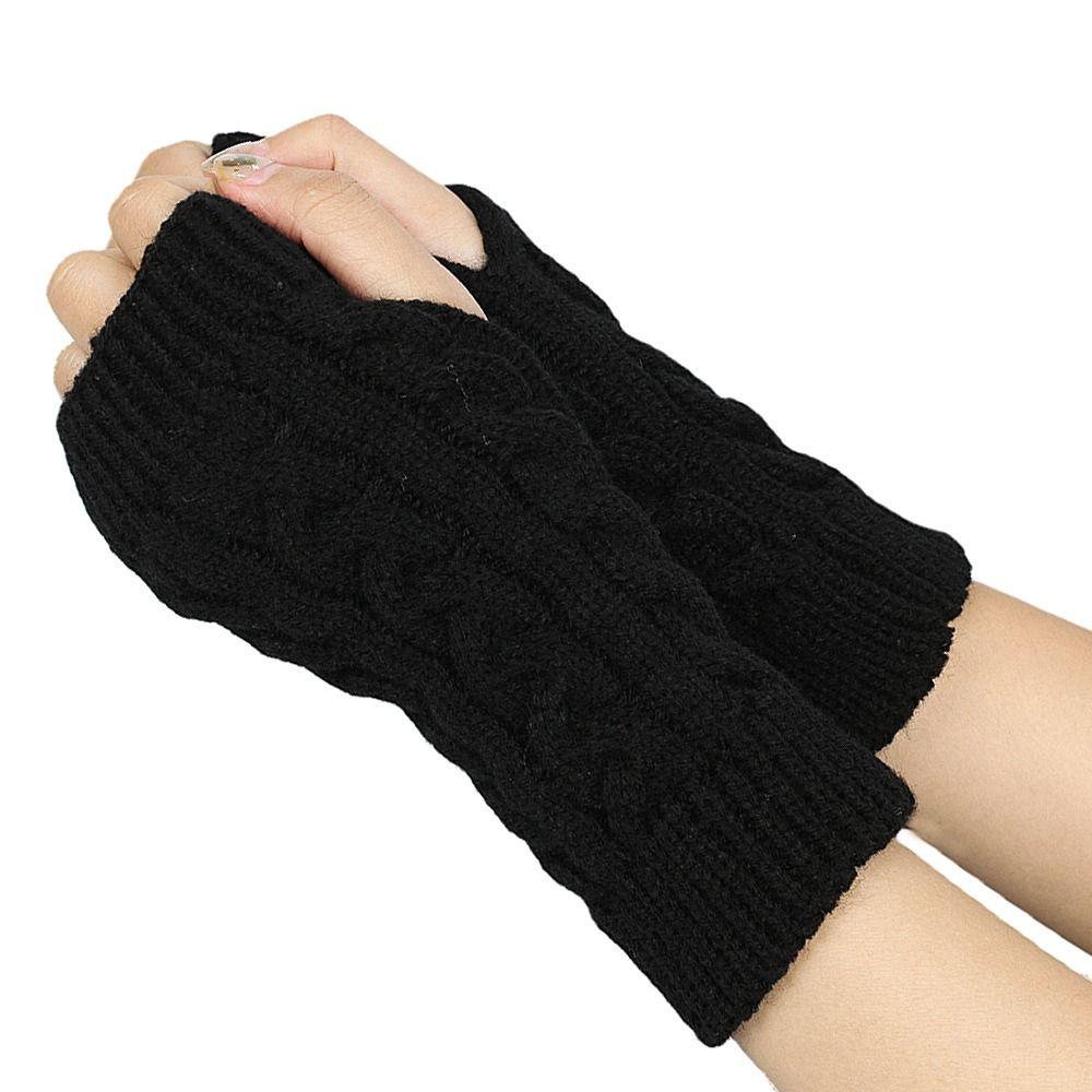 Outdoor Riding Mittens Knitted Gloves  Wool Gloves Half Finger Gloves  Female/Girls
