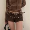 Gothic Rivet Waist Belt Punk Style Women's Waist Belt Fashion Leopard Print Belt  Streetwear