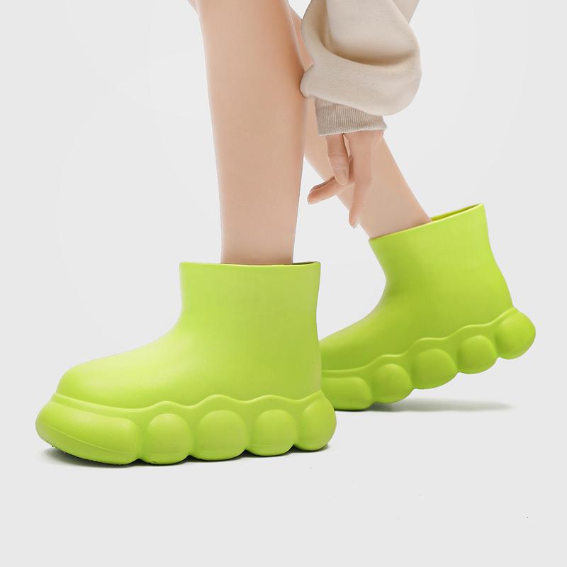 Женские сверхлегкие водонепроницаемые нескользящие сапоги из ЭВА с толстой подошвой, модные зимние плюшевые хлопковые теплые и удобные уличные резиновые сапоги