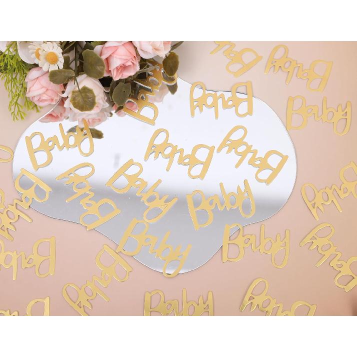 200pcs Baby Shower Confetti- Confetti Party Table Scatter, New Mum Confetti, Gold Foiled Confetti Double, Baby Sprinkle, Gender Reveal Party
