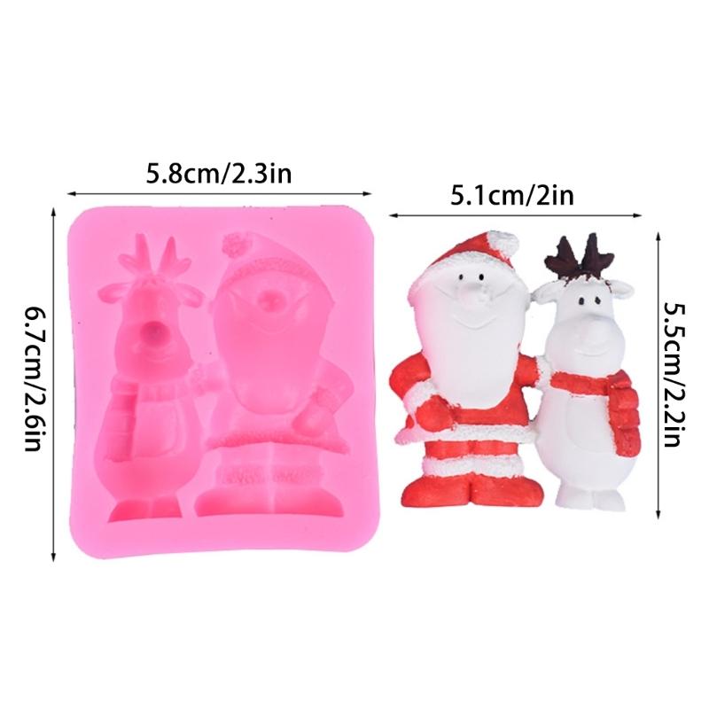 Santa Claus Elk Fondant Chocolate Mould Cake Toppers Baking Tool Christmas Ornament Silicone Mold Easy To Clean