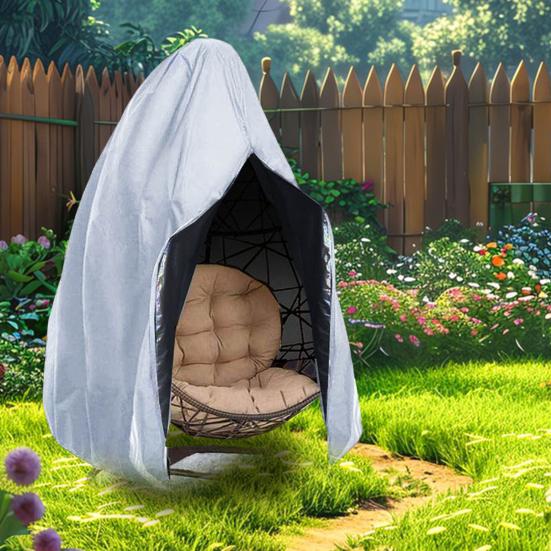 Чехол на кресло-яйцо для патио с застежкой-молнией, водонепроницаемый, устойчивый к УФ-излучению чехол на шнурке, устойчивый к атмосферным воздействиям, наружный плетеный чехол на кресло-качели в виде яйца