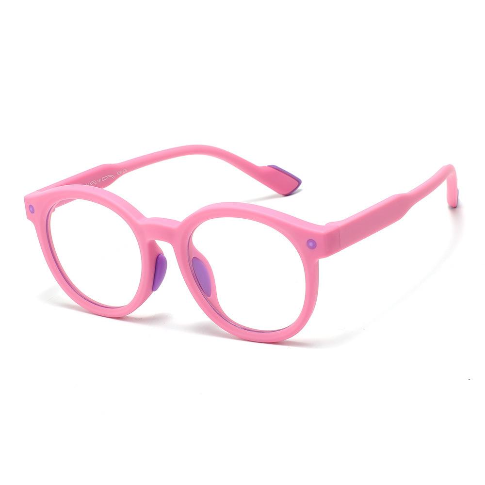 2026 Trendy Round Frame Professional  Anti-Blue Light Glasses Ultra-Light Silicone Children's Frame Children's Headgear