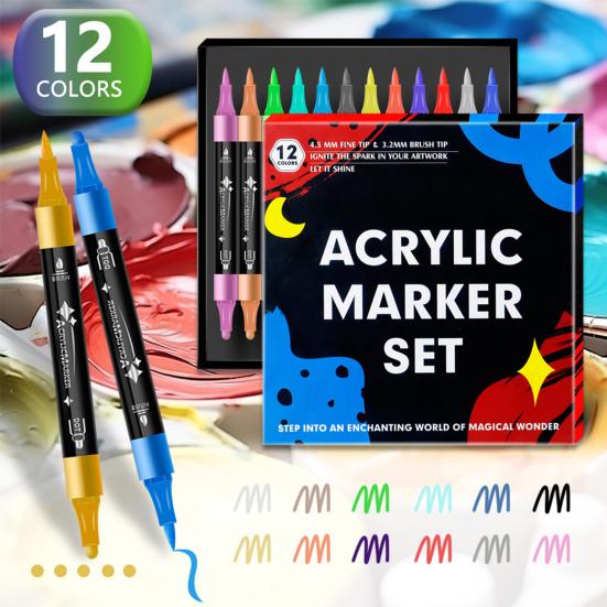 12/24/36Pcs Double Line Outline Marker Pen Set Waterproof Metallic Art Pens Brilliant Colors Graffiti Highlighter Pens