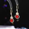 2024 Новые модные серьги в виде красной тыквы, женственные серьги с цирконием и жемчугом, универсальные новогодние серьги