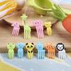 HILIFE 10pcs/pack Snack Cake Dessert Food Fork Mini Cartoon for Children Cute Party Decor Bento Lunches Toothpick Animal Farm Fruit Fork