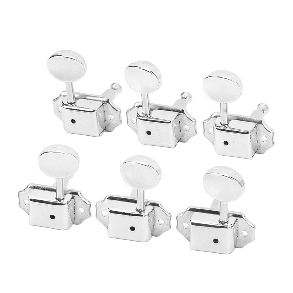 6 шт. Колки для настройки струн Овальные Ретро 1:Колки для гитары полузакрытого типа с передаточным отношением 15:1, серебристые 3L3R