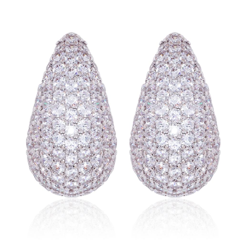Micro-inlaid Diamond Zircon Water Drop Earrings for Women with Light Luxury High-end Hollow Earrings
