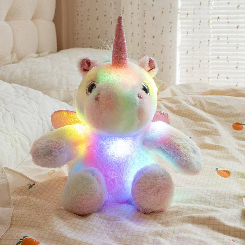The Latest Luminous Unicorn Horse Kawaii Plush Toy Figurine Doll Cartoon Anime Cute Companion Sleeping Children Gift Doll