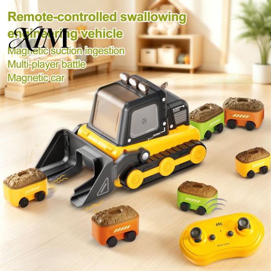 Boys Girls Bulldozer Toy Magnetic Remote Control Toy, Electric Snake Game Construction Truck Parent Child Interactive Car 2 Players Competitive RC