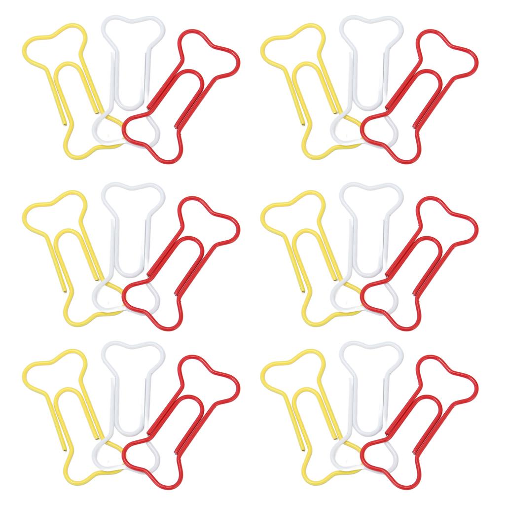 100pcs Bone Shape Paper Clips Rustproof Plating Process Increased Slip Resistance Cute Metallic Paper Clips for Office