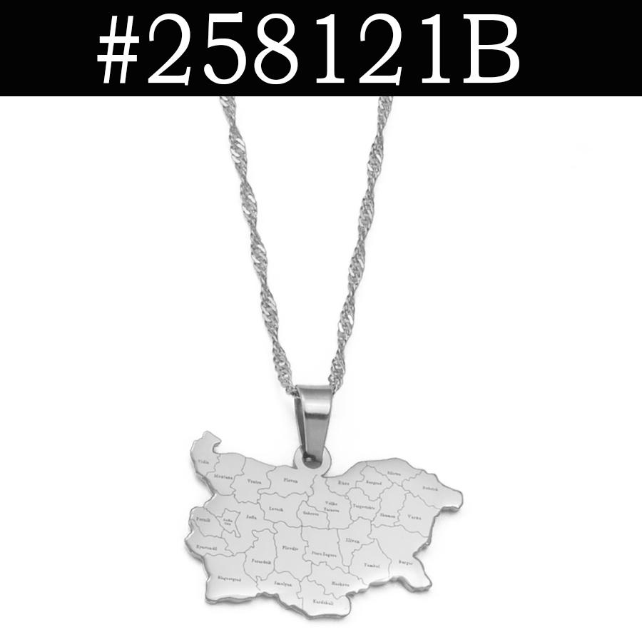 Anniyo Republic of Bulgaria Map Pendant Necklaces Jewelry for Women Girls #258121