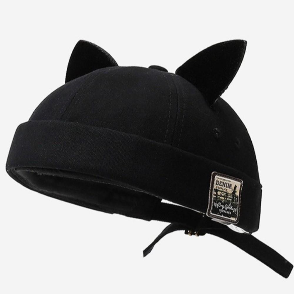 Cute Cat Ears Brimless Hat Adjustable Woman's Landlord Hat Creative Solid Color Docker Hat Camping