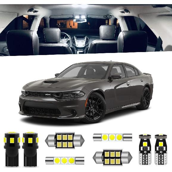 16-Pieces Charger Interior LED Light Kit Package For Dodge Charger 2011 2012 2013 2014 2015 2016 2017 2018 White LED Lighting Package + License