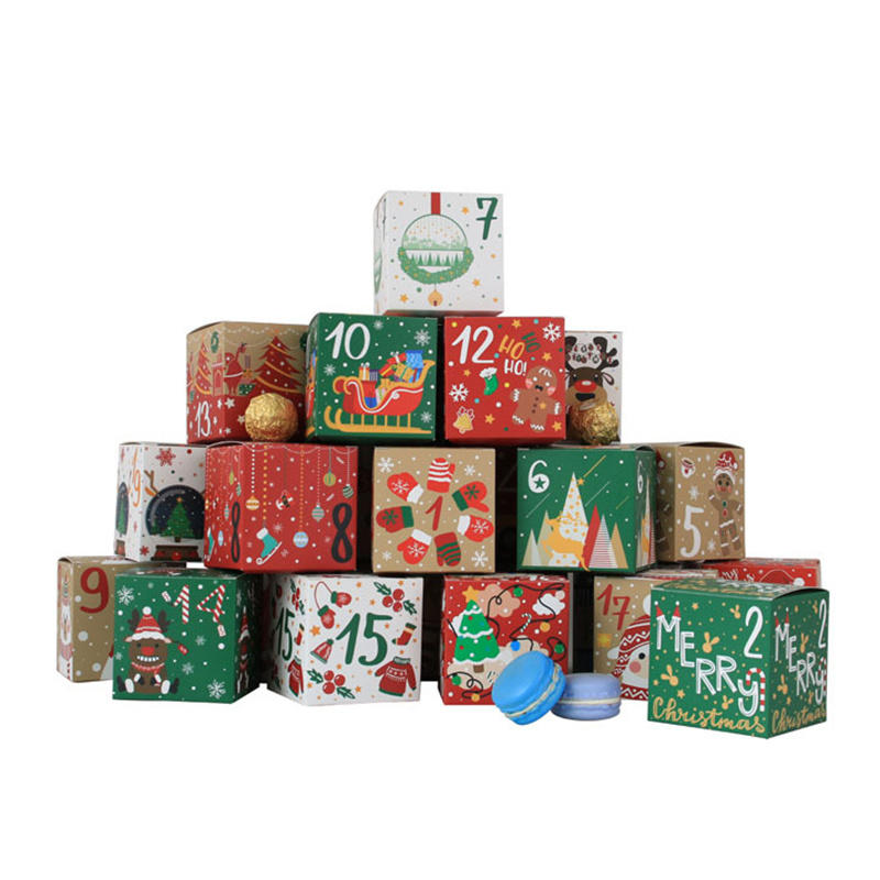 24 шт. коробки для рождественского адвент-календаря «Сделай сам», милые рождественские коробки с номерами, подарочные коробки для рождественской вечеринки для взрослых и детей