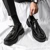 Мужская уличная одежда Деловой кэжуал Толстая платформа Черная кожа Свадебные лоферы Обувь Харадзюку Корейский мужчина Кожаная обувь