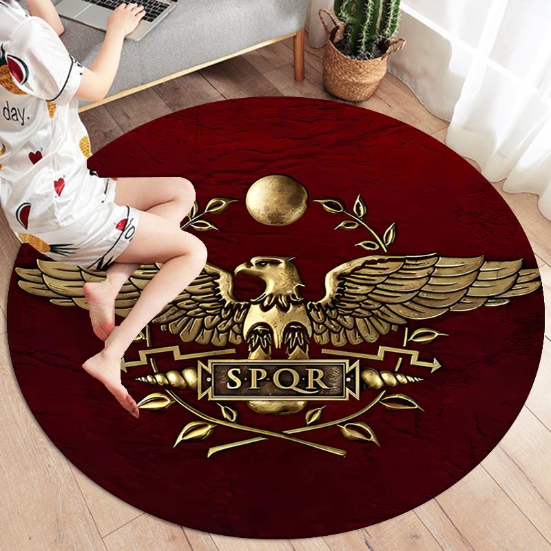 Круглый ковер SPQR Рим, Ковер для гостиной, спальни, дивана, игровой комнаты, Нескользящий коврик для пола