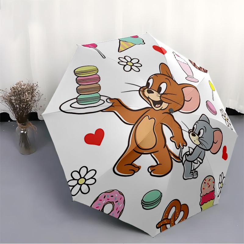 1pc Jerry Mouse Automatic Open/close, Portable Folding Umbrella for Women & Men,Compact Parasol, Outdoor Accessory,, Durable Frame yy250809171
