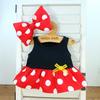Костюм ShellieMay для cushu cush, Наряд Даффи и Минни Маус, Красное платье в горошек и лента, 43 см, Размер S