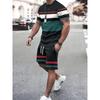 New Summer Men's Sportswear Short-sleeved T-shirt Suit Two-piece Outdoor Travel Clothing Oversized Shorts Training Clothes