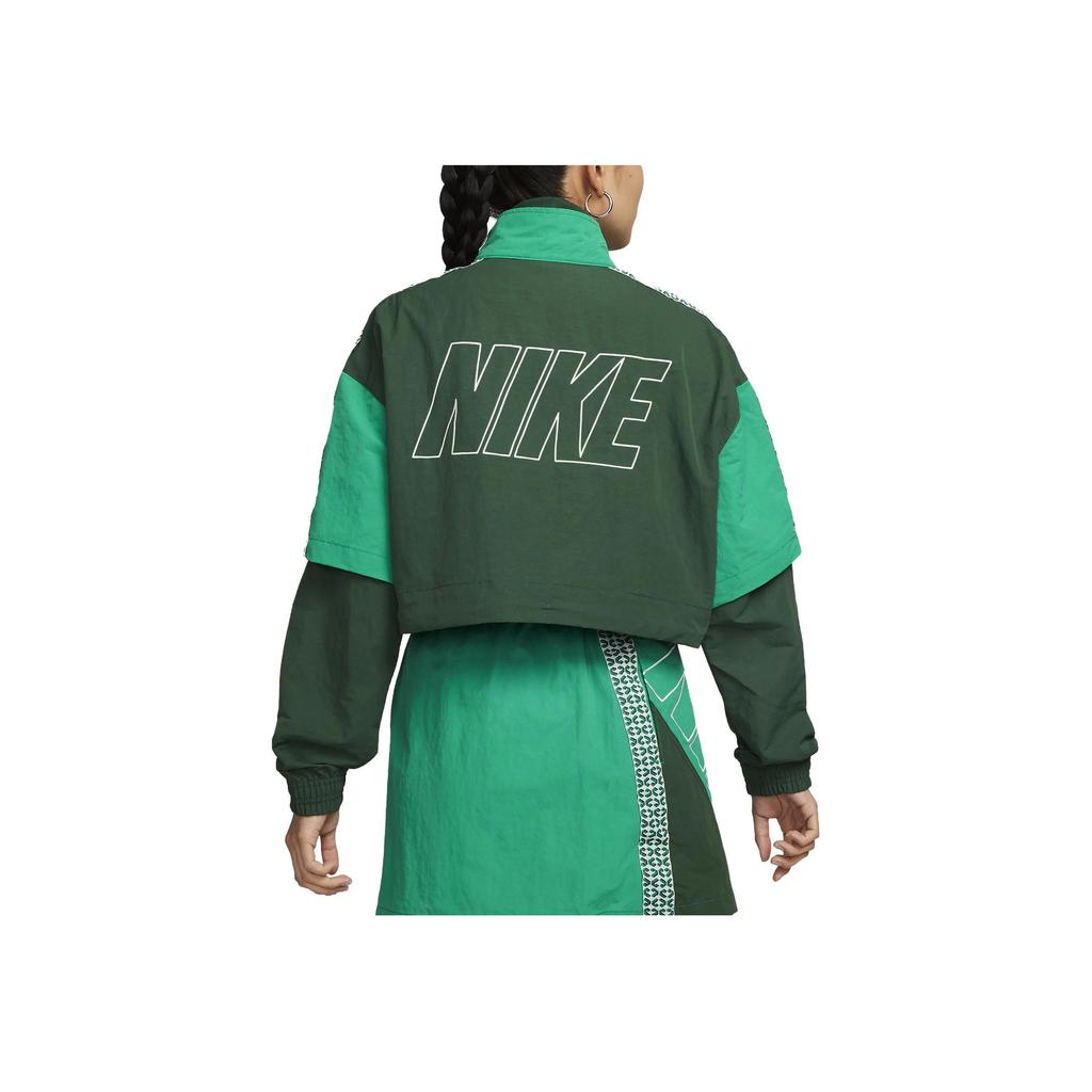 Nike Printed Spliced Half-Zip Stand Collar Sports Jacket Women Jacket Green FB8373-323
