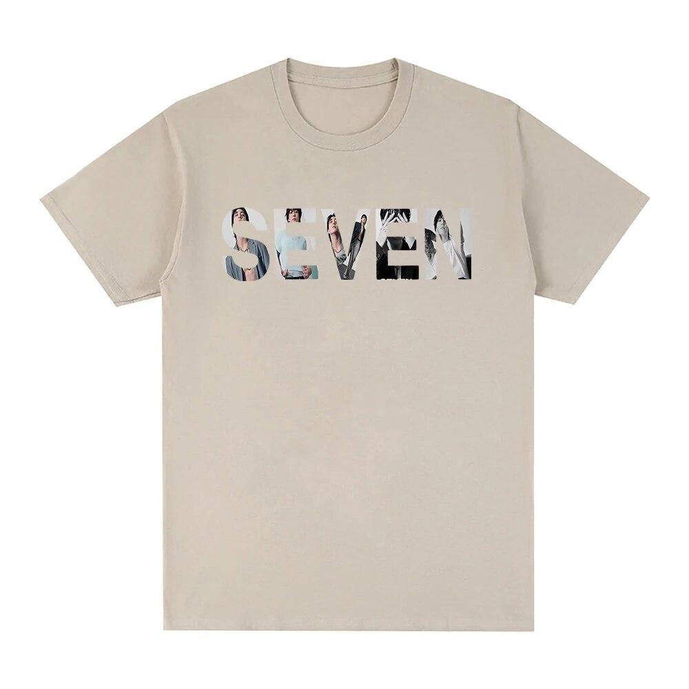 JungKook Seven T Shirt Unisex Harajuku Aesthetic Graphic Letter Print T-Shirt Unisex Casual Oversize Cotton Tee Shirt Korea Clothes