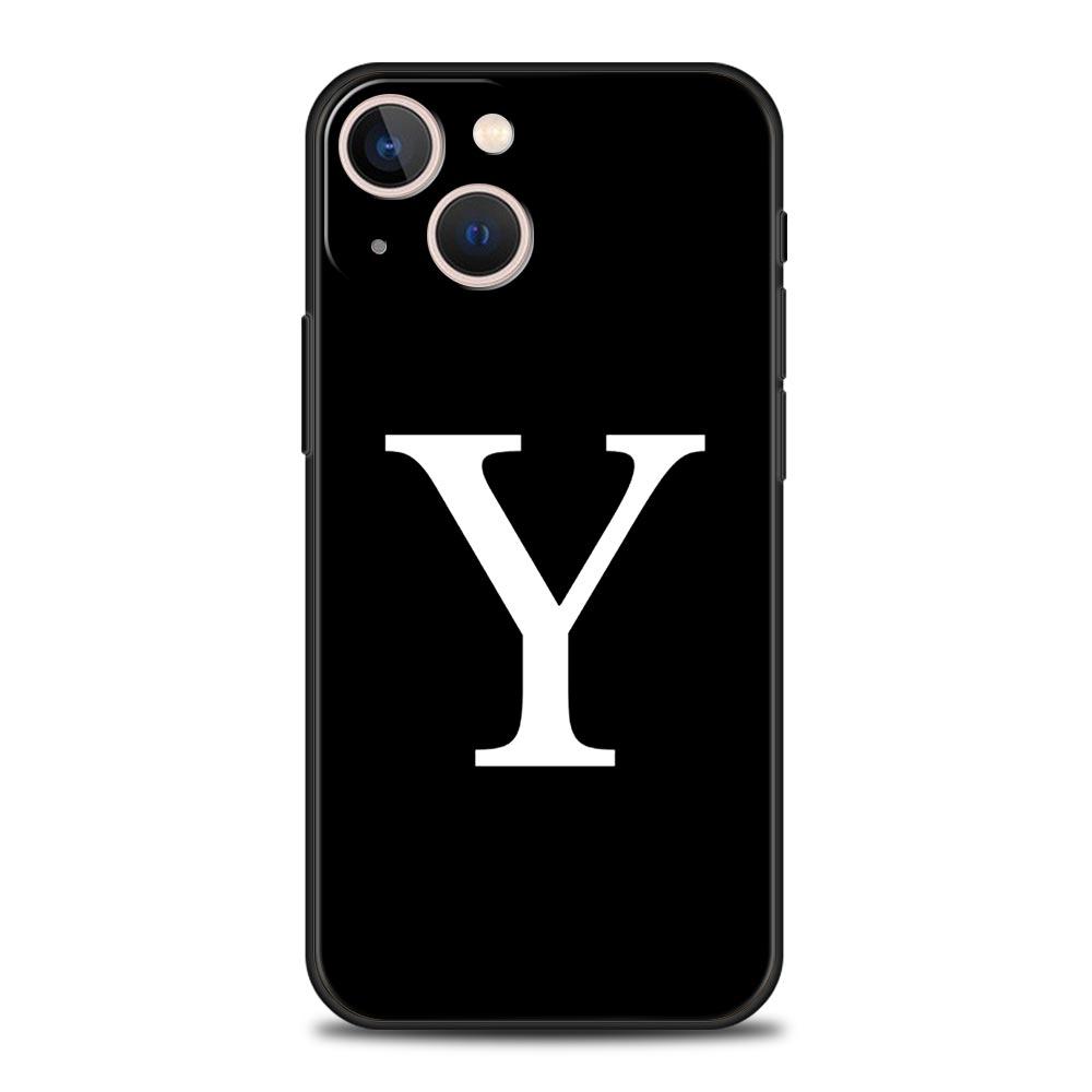 Роскошный Чехол Для Телефона Apple iPhone 11 15 14 Pro MAX 12 13 7 8 Plus X XR XS MAX SE Черный Чехол Funda Инициал Буква A Z Модный