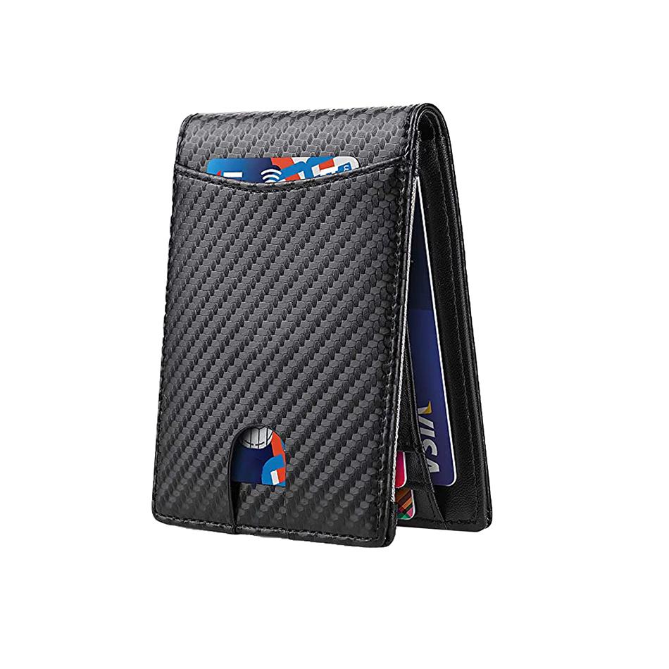Минималистичные кошельки Картхолдер PU Многофункциональный карткейс Микрофибра Износостойкий RFID Защита от считывания Карбоновое волокно Зажим для карт