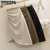 Женская весенне-летняя шикарная нерегулярная плиссированная полуюбка средней длины 2023, простая тонкая юбка на бедрах с высокой талией