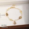 Elegant Gold-Plated Pendant Bracelet Women Modern Chinese-Inspired Geometric Design Tigers Eye Zircon Accents Lightweight