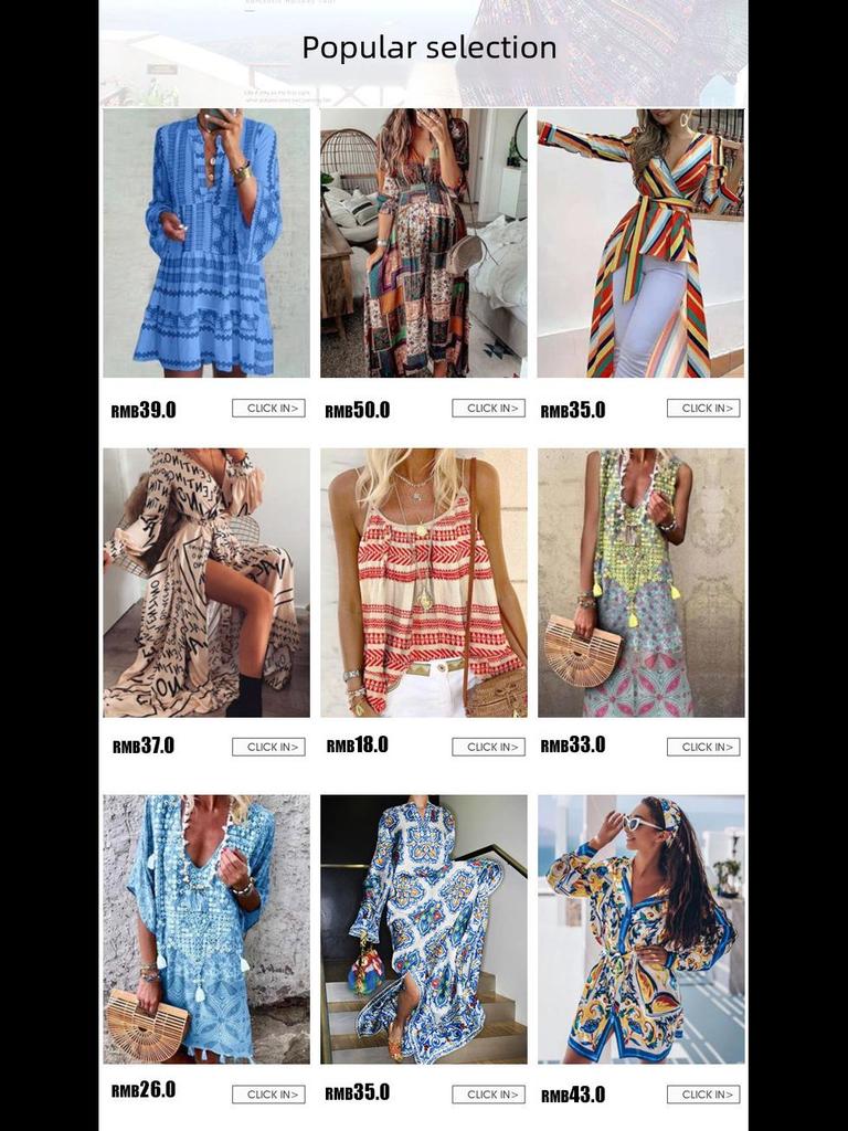 Платье-халат в стиле бохо с V-образным вырезом и цветочным принтом, длинные рукава 2024 года