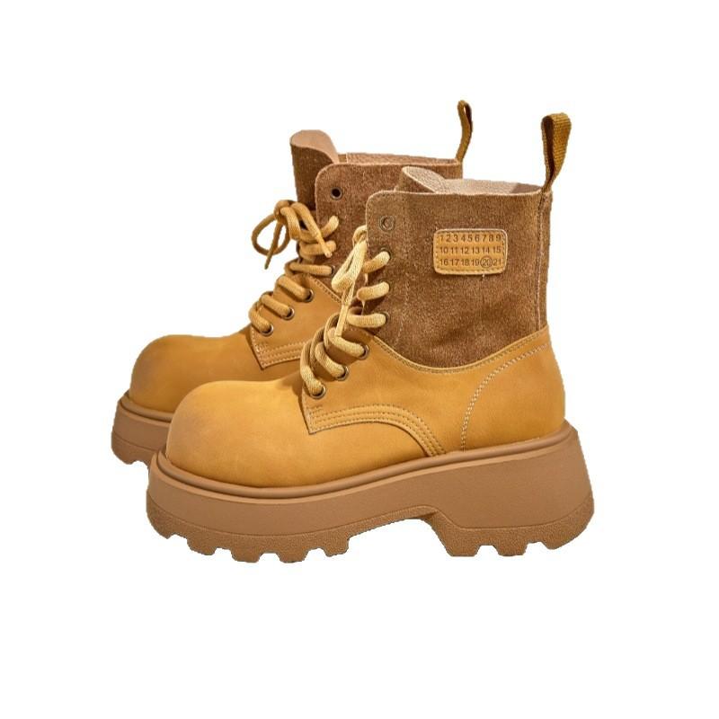 Высококлассные жареные уличные популярные ботинки Мартина женские 2025 новые осенние универсальные на толстой подошве увеличивающие рост женские повседневные короткие ботинки