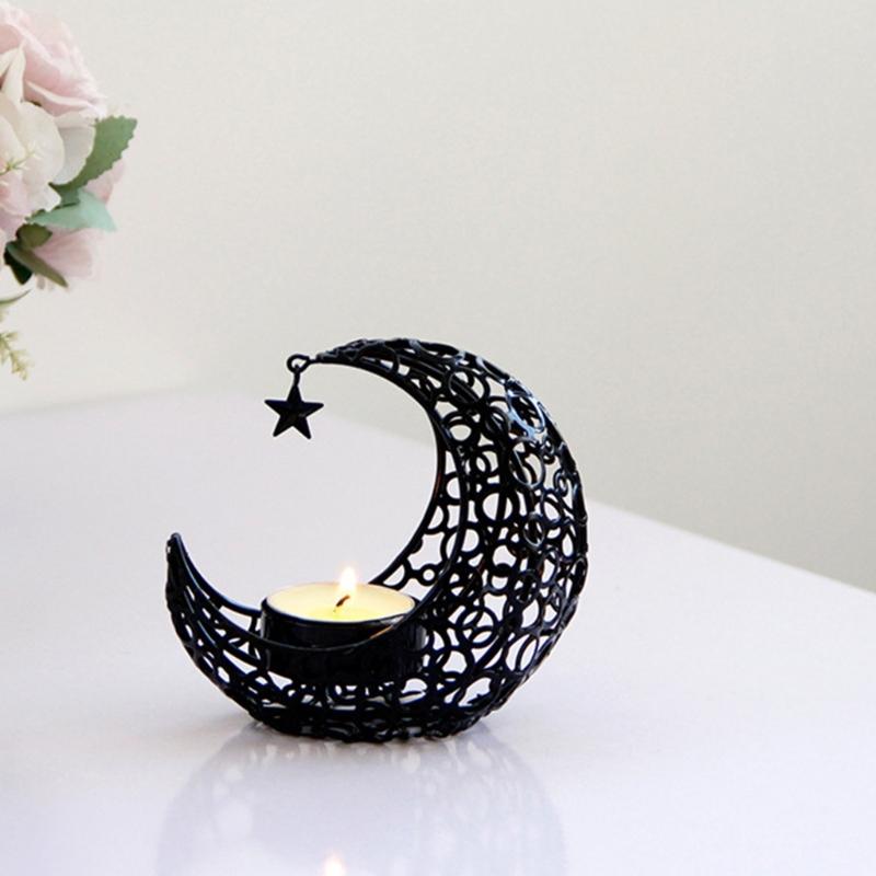 Moon Shaped Candle Holder Tealight Holder Metal Moon Candle Stand Candlestick for Christmas Dining Wedding Home Decors
