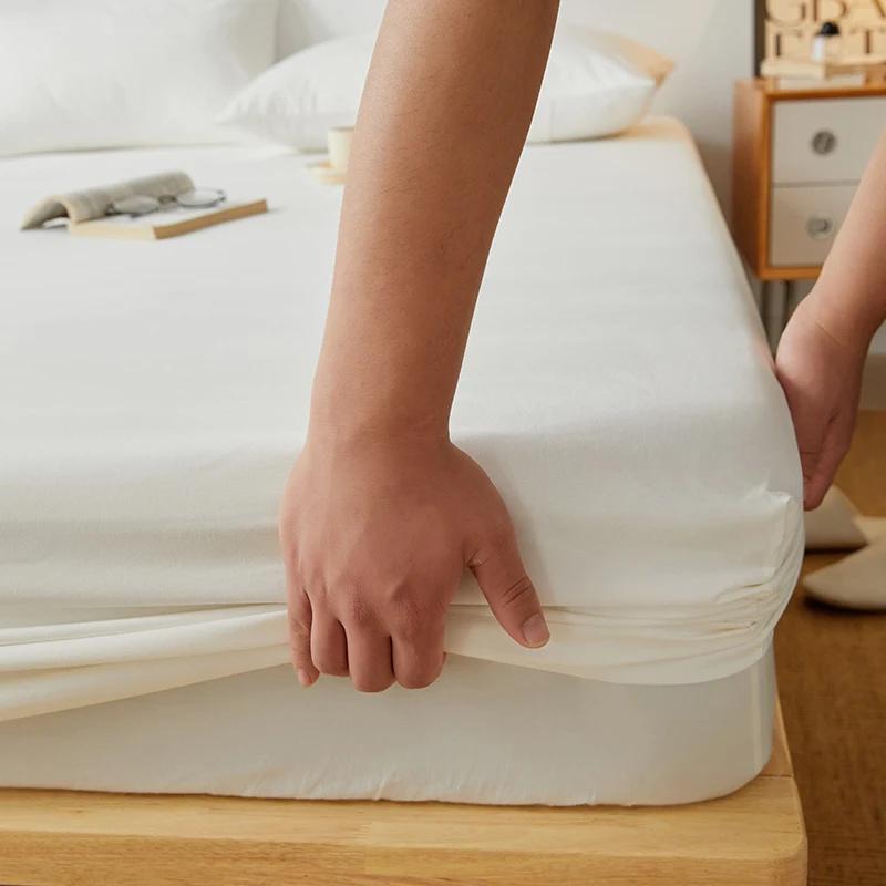Cotton Fitted Sheet Bedding Sheet Non Slip Mattress Cover Bed Protector Cover Single Double Bed Cover Sofa Cover with Elastic Band (No Pillowcase)