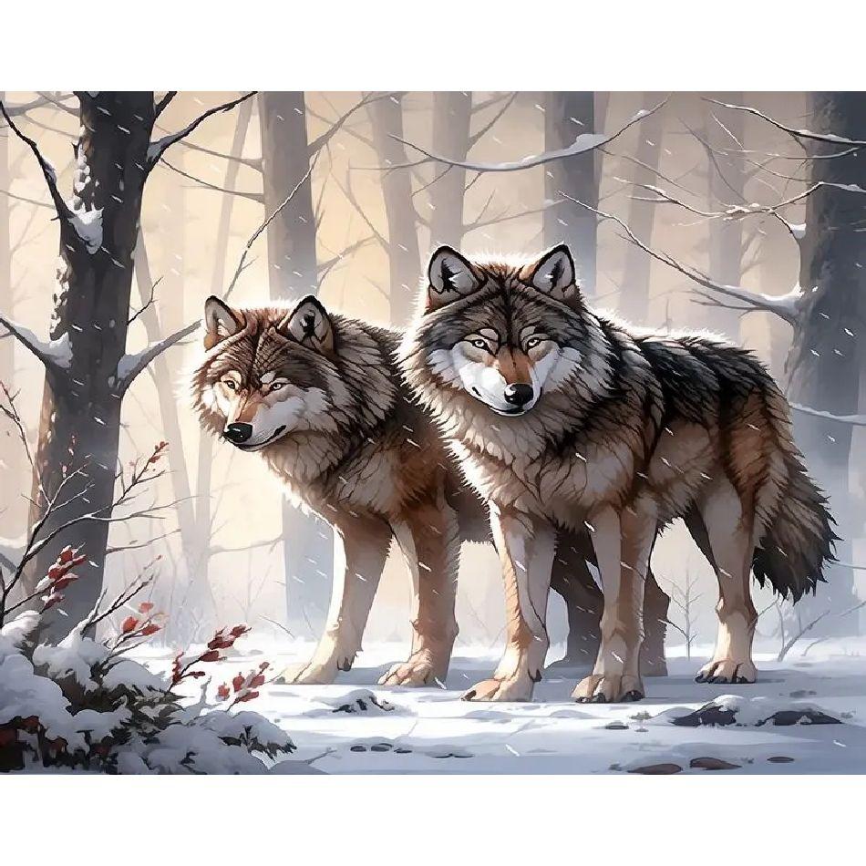 RUOPOTY Painting By Numbers With Frame Wolf Animal Drawing By Numbers For Adults Acrylic Paints Wall Decor Gift