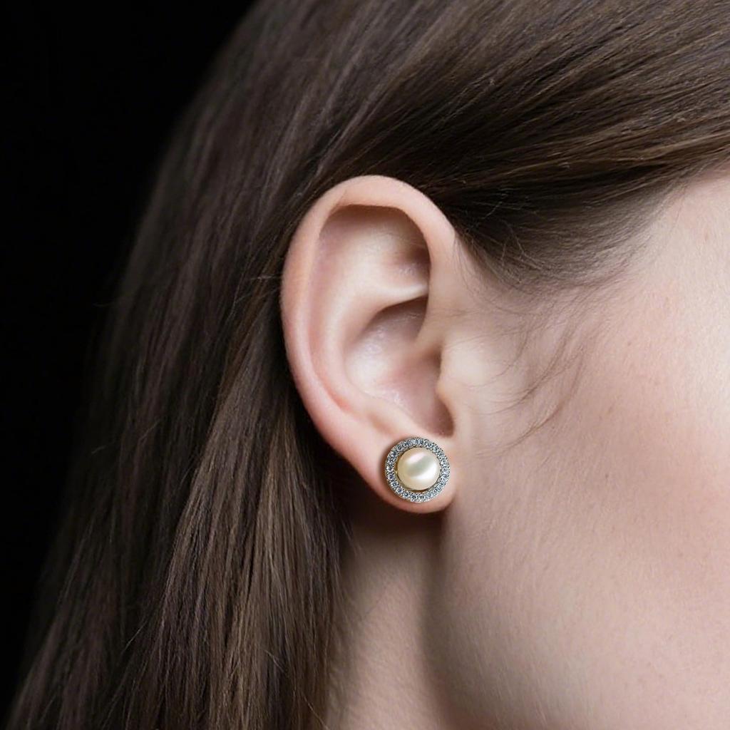 Серьги из натурального пресноводного жемчуга, модные серьги-пусеты с жемчугом и кубическим цирконием для женщин, праздничная бижутерия