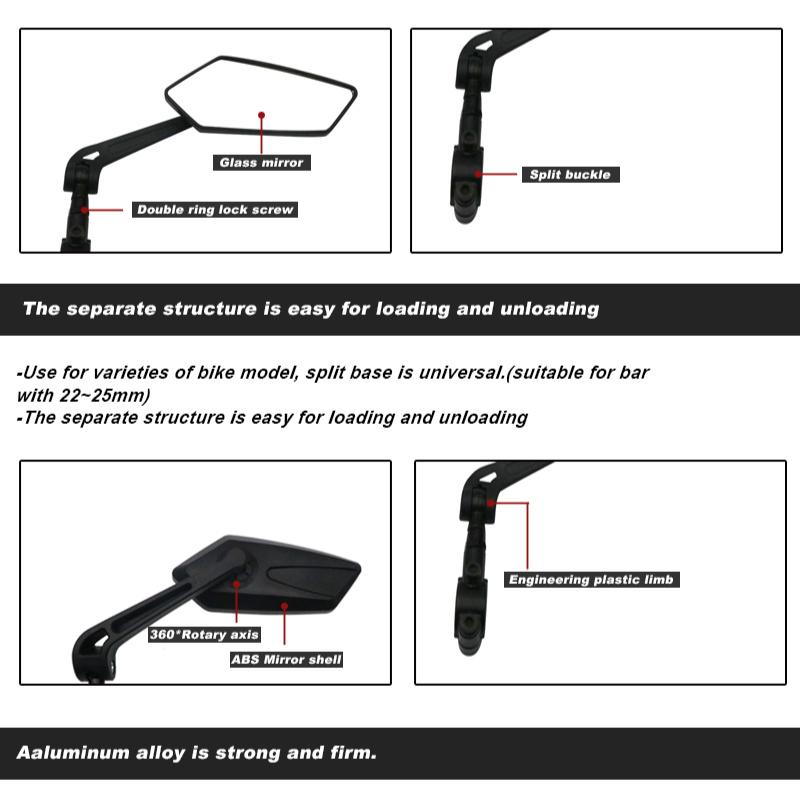 Bicyle Rearview Mirrors Convex Wide Angle Adjustable Electric Motorcycle Bike Handlebar Side Safety Flexible Rear View Mirror