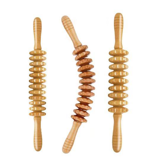 Yousheng Wood Therapy Massage Stick Lymphatic Drainage Massager Anti Cellulite Fascia Massage Roller Full Body Muscle Relaxation Tool