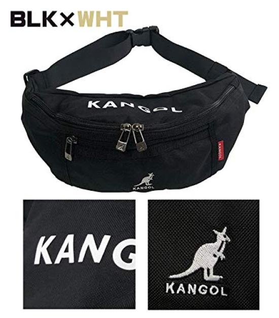Waist Bag Waist Pouch Crossbody Unisex [Kangol] (BLK×WHT)