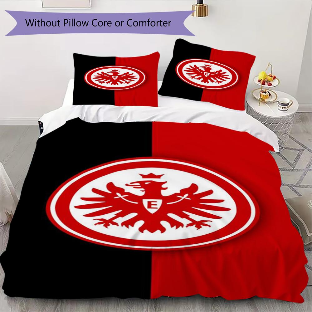 Eintracht Frankfurt Pattern Bedding uilt Set uilt Cover Pillowcase Home Decoration Birthday Gift (1 * duvet cover + 2 * pillowcase without core)