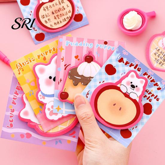 Creative Message Pads 4Pcs Cartoon Dog Shape Note Set Cute Self-Adhesive Memo Soft Adhesive Sheets for Students Office Removable Notepads Reminders