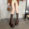 Autumn and Winter New Style But Knee Niche Belt Buckle Knight Boots Women's Thick-soled Round Head Thin Boots