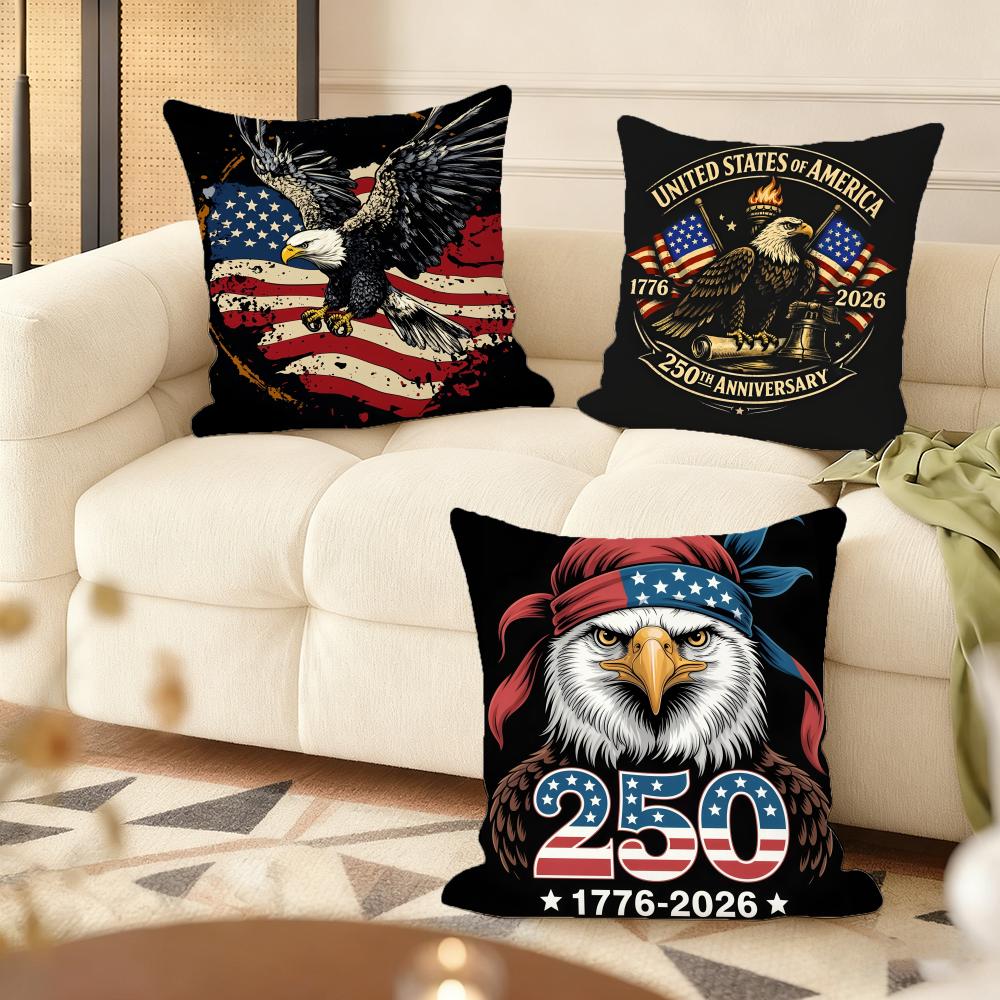 250Th Anniversary Of The Usa Cushion Cover Soft Short Plush Pillow Cover Smooth Cozy Texture Aesthetic Cushion Case Home Decor