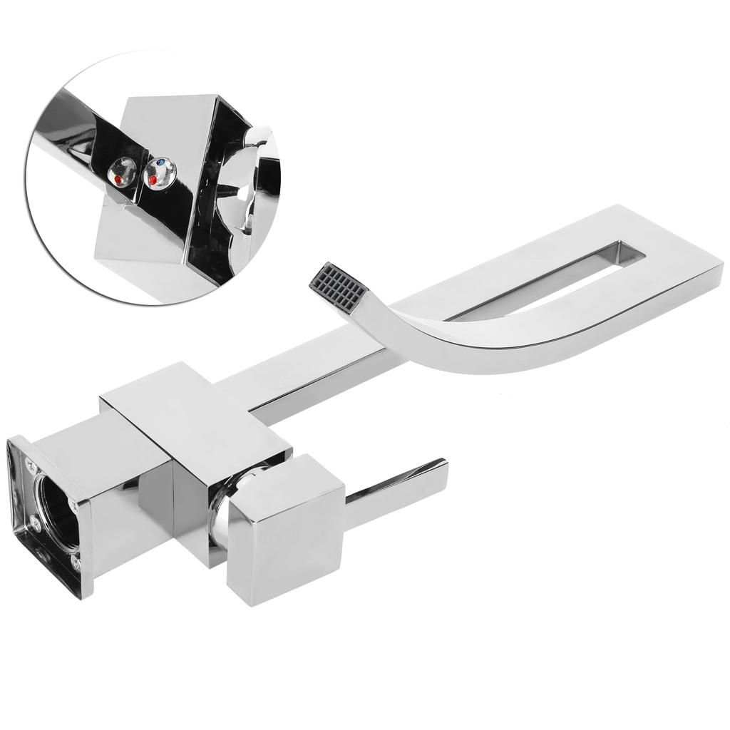 G1/2 Sink Basin Faucet with Waterfall Spout Hot Cold Mixing Water Tap Bathroom Kitchen