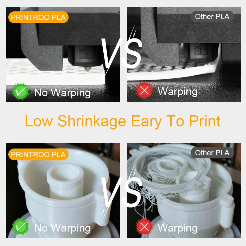 PRINTROO Luminous Glowing 1KG Roll PLA FDM Spool Neat Winding White Wax for ROHS Factory High-Precision 3D Printer Filament