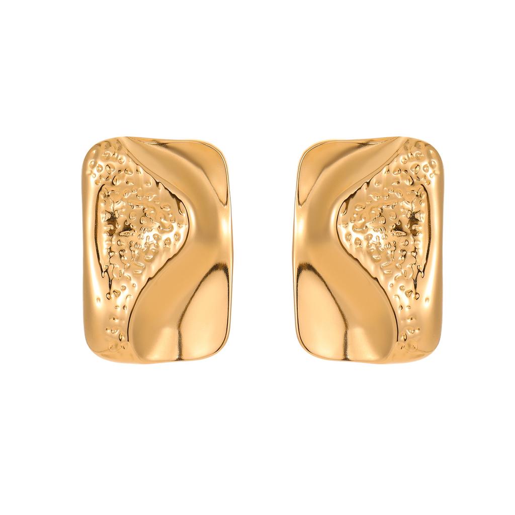 GEMCHIC Women's Geometric Square Gold Earrings Vintage Stainless Steel Studs 18K Plated Fashion Jewelry